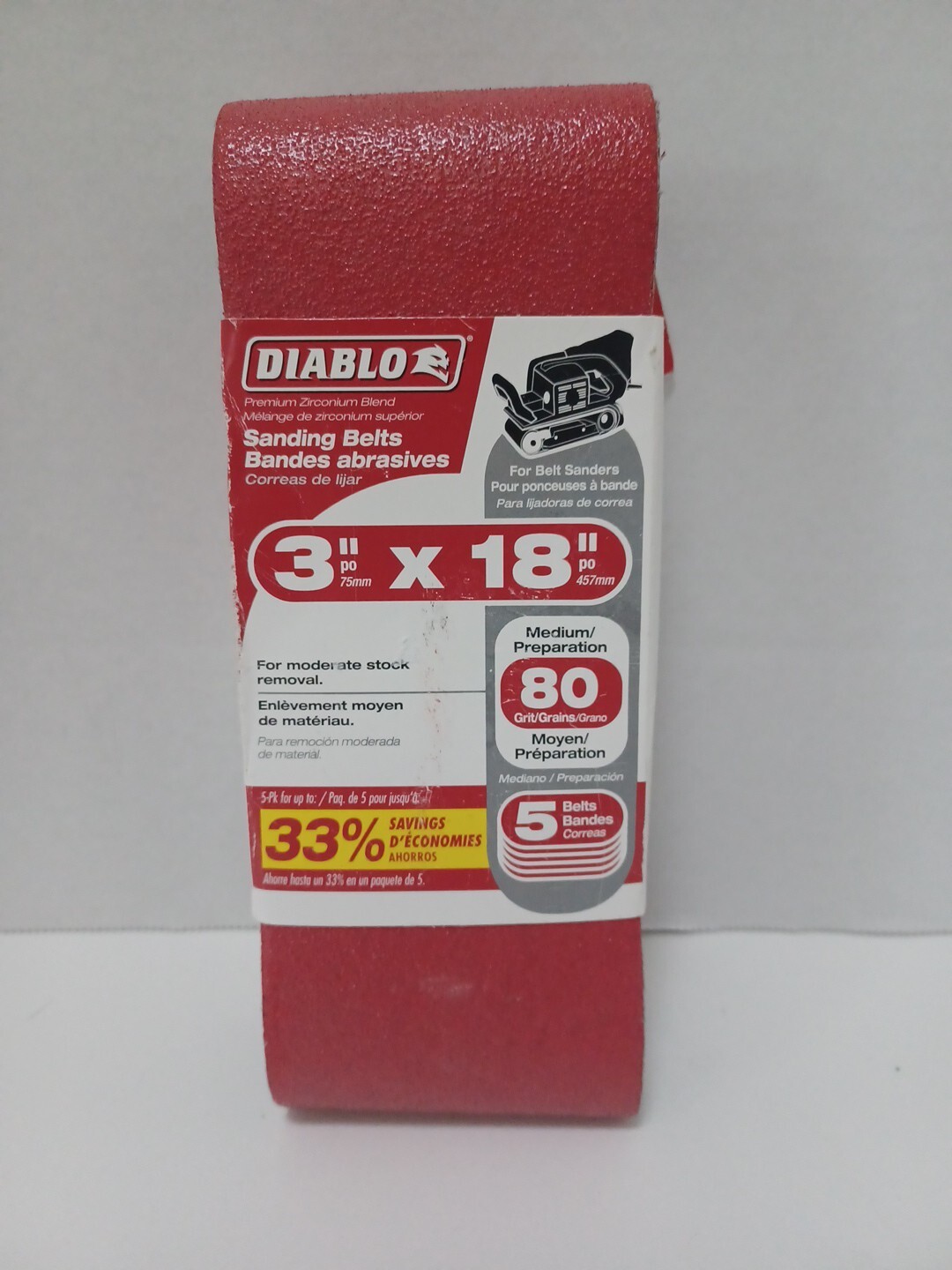 Diablo 5Pk 3X18 80G Sand Belt