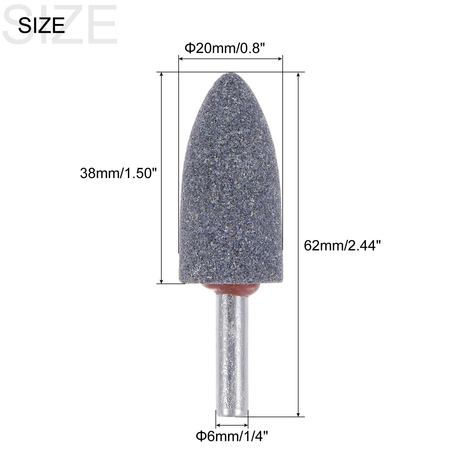 5pcs Abrasive Mounted Stone 1/4″ Shank 0.8″ Dia Conical Corundum Grinding Head