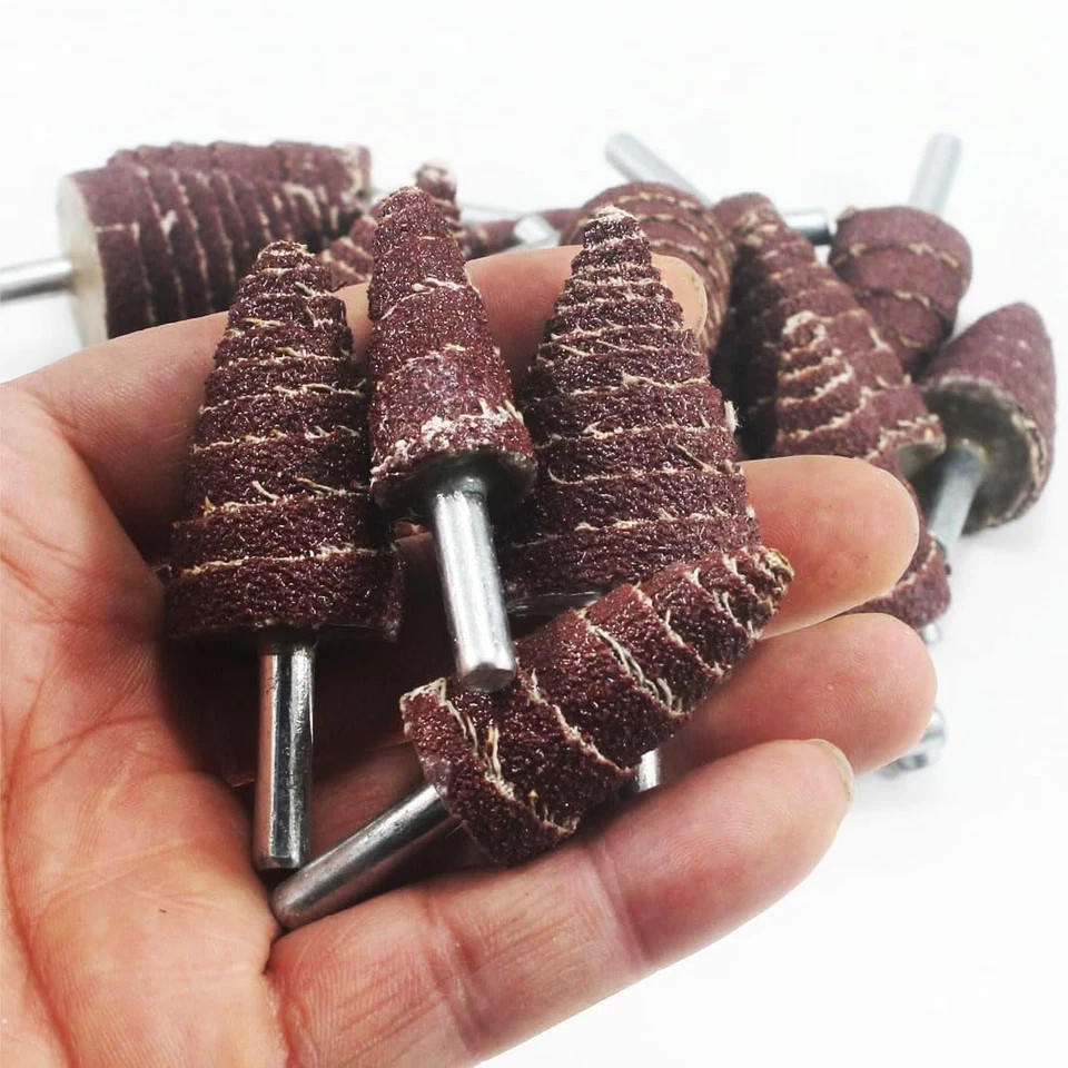 20 Pcs Cone Shape Sandpaper Deburring Sanding Polishing Flap Wheel 1/4 Shank