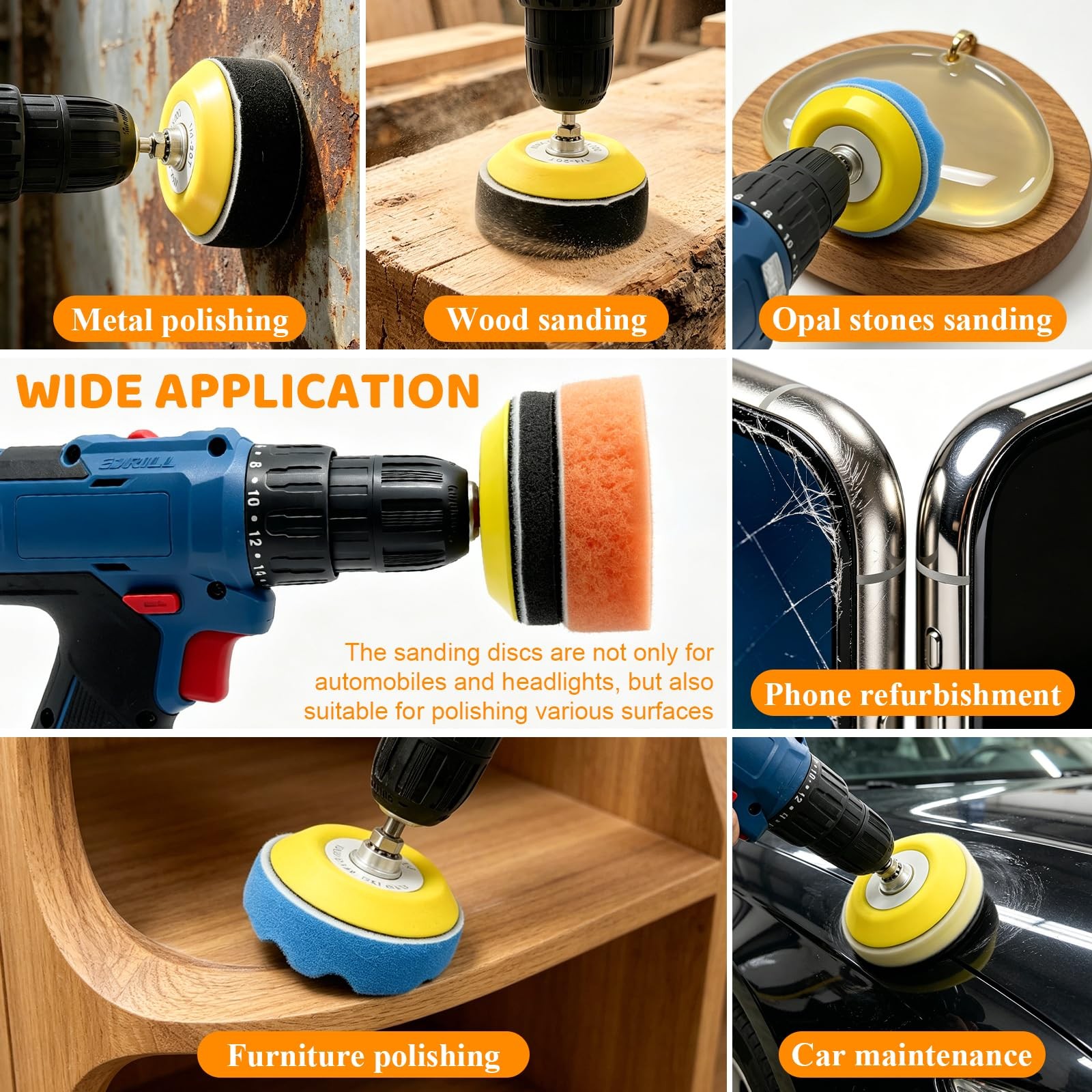 3 Inch Wet Dry Sanding Discs Polishing Kit Grit 60 to 10000 Hook and Loop Pad…