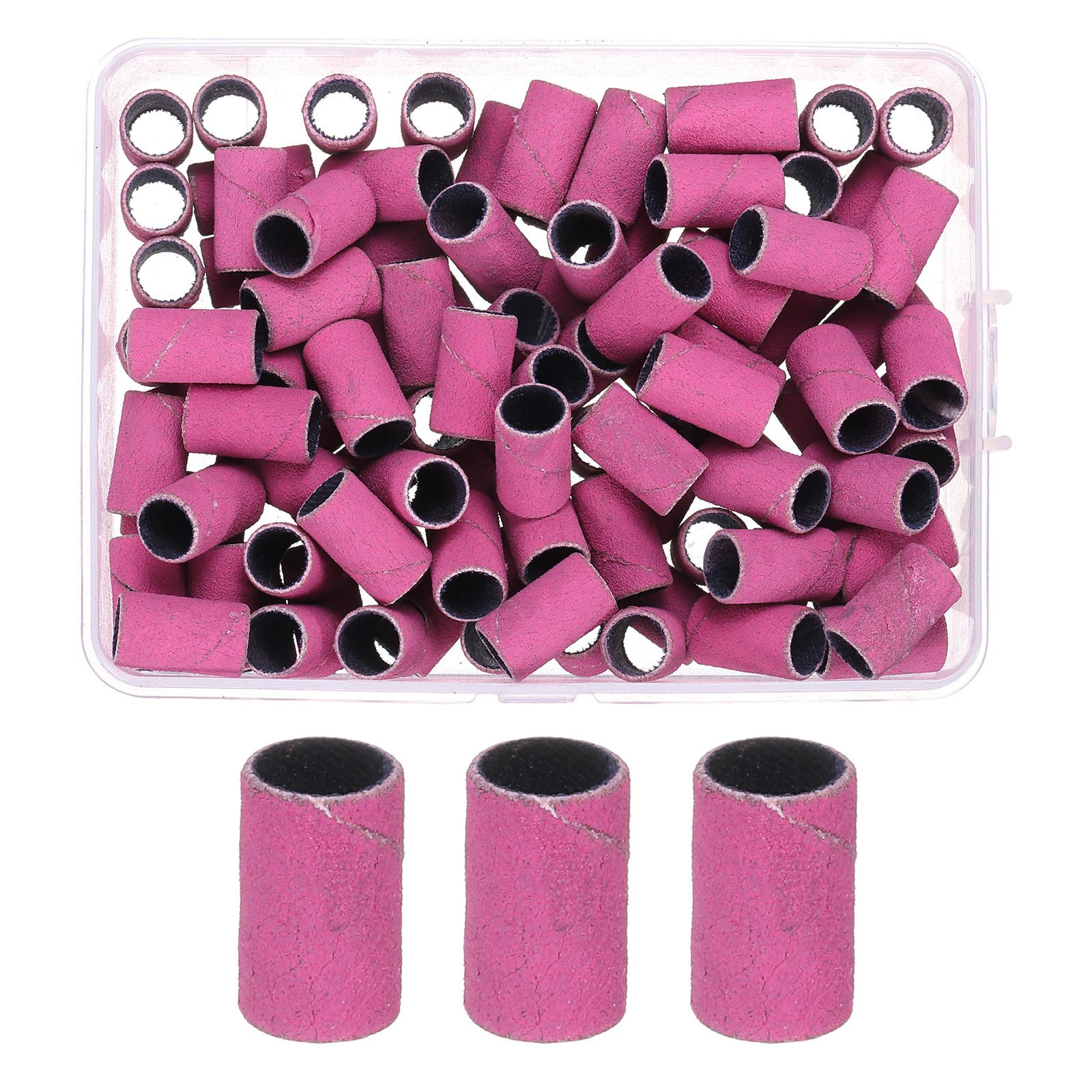 100pcs Small Sanding Bands 240 Grit for Nail Drill Bits Pink