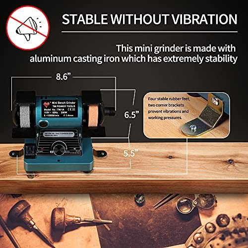 Mini Bench Grinder with Variable Speed for Polishing, Buffing, and Jewelry