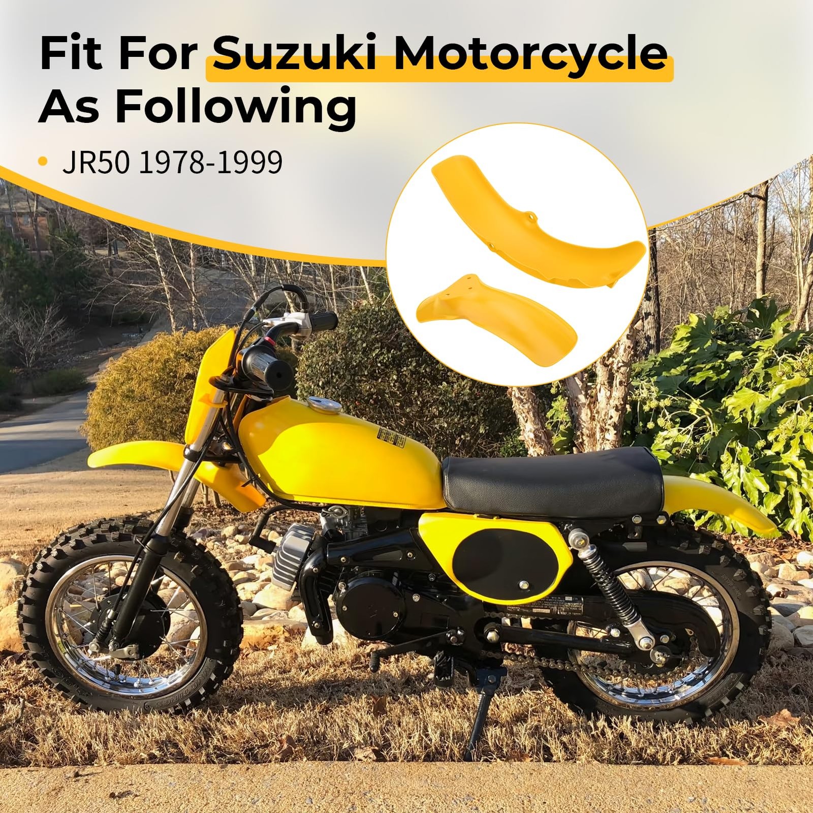 M MATI Front Rear Fender Set Yellow Mudguard for Suzuki JR50 1978-1999 53111…