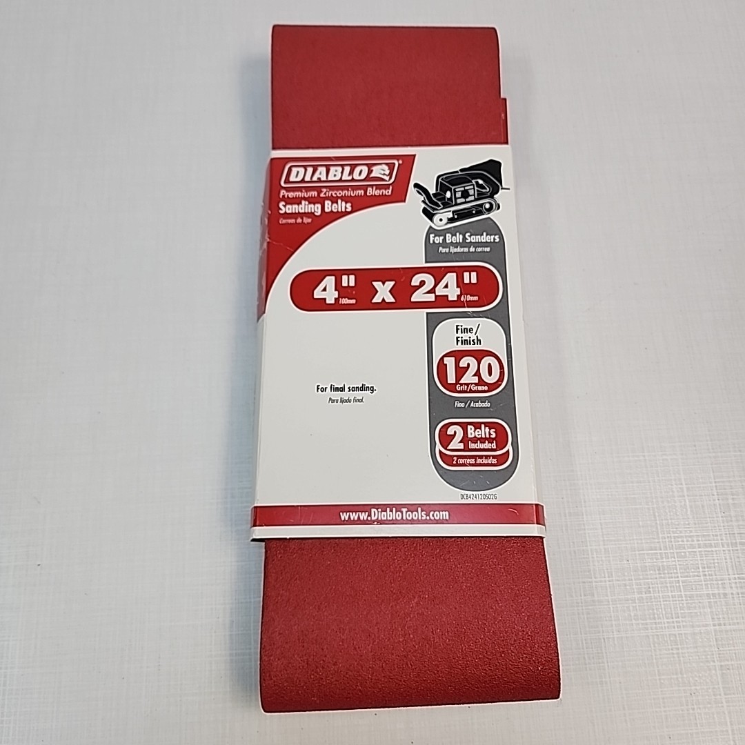 Diablo 4×24 Sanding Belts 120 Grit Zirconium Fine New 2 Pack