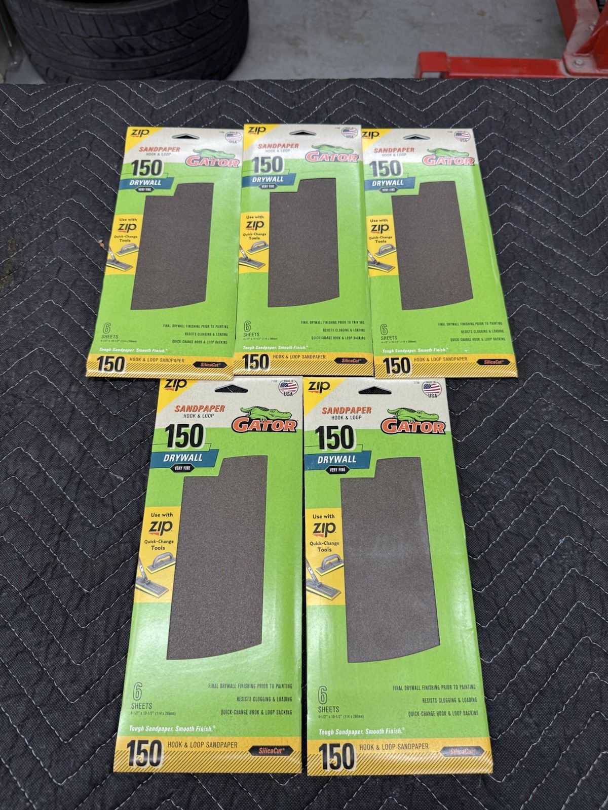 Gator Fine 150 -Grit Sheet Sandpaper 4.5-in W x 10.5-in L 6 -Pack #7159
