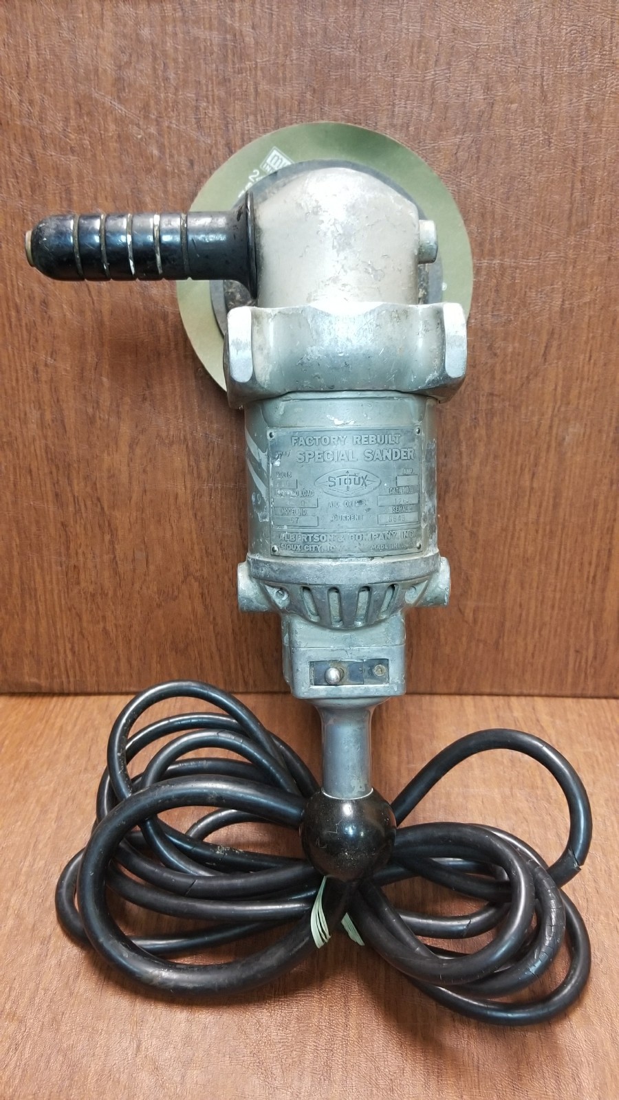 VINTAGE SIOUX 7″ ELECTRIC SPECIAL SANDER 5 AMP 3500 RPM DECENT COSMETIC WORKING