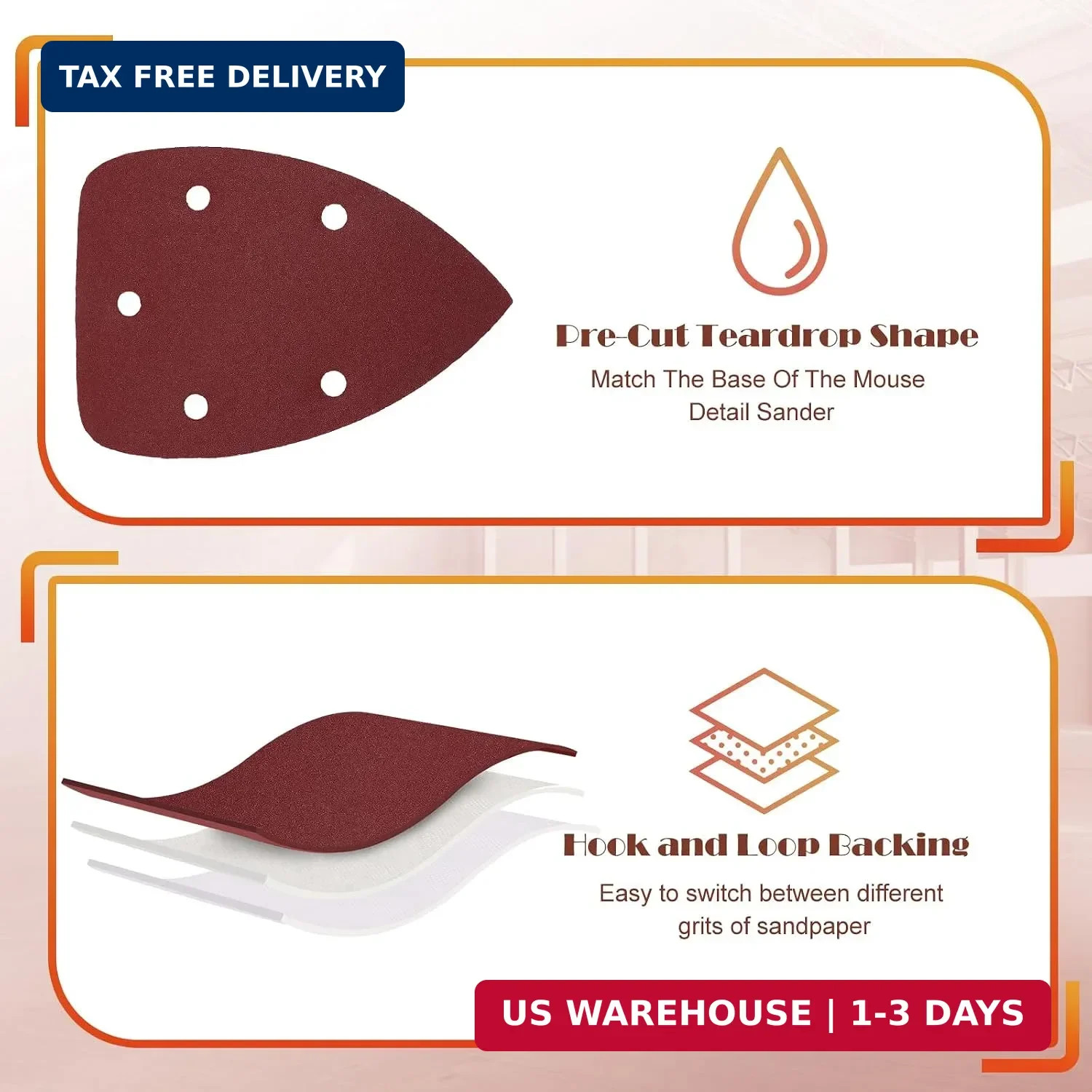 400 Grit Mouse Sander Sandpaper, Jamiikury 5 Hole Detail Sander Sandpaper Palm S