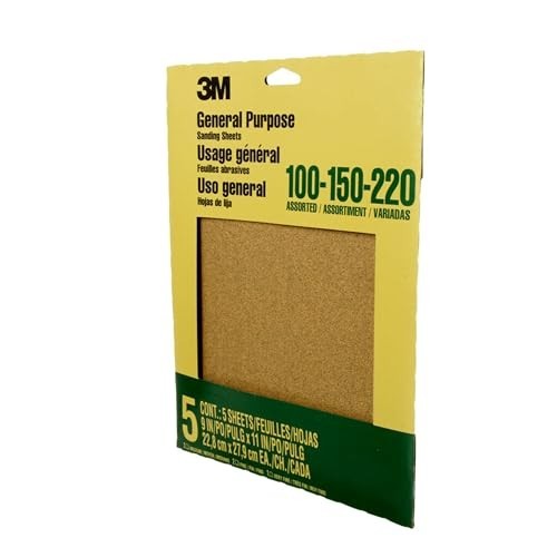Aluminum Oxide Sandpaper 5 Sheets 9×11 Inches Assorted Grit 100 150 220 for