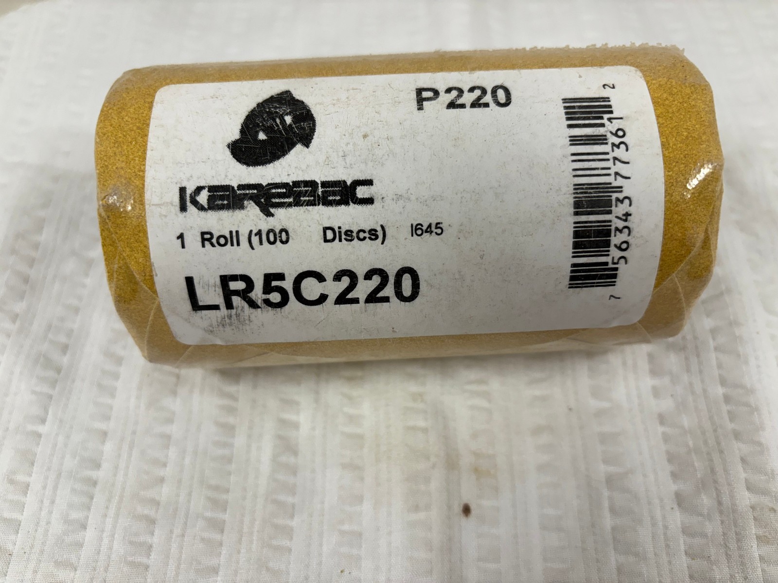 Karebac Disc Sandpaper 100 Count Sealed Roll Package 5 Inch Diameter P220 Grit
