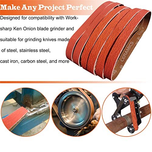 12 PCS 1 x 42 Inch Metal Grinding Ceramic Sanding Belts Kit -2 Pcs Each of 36…