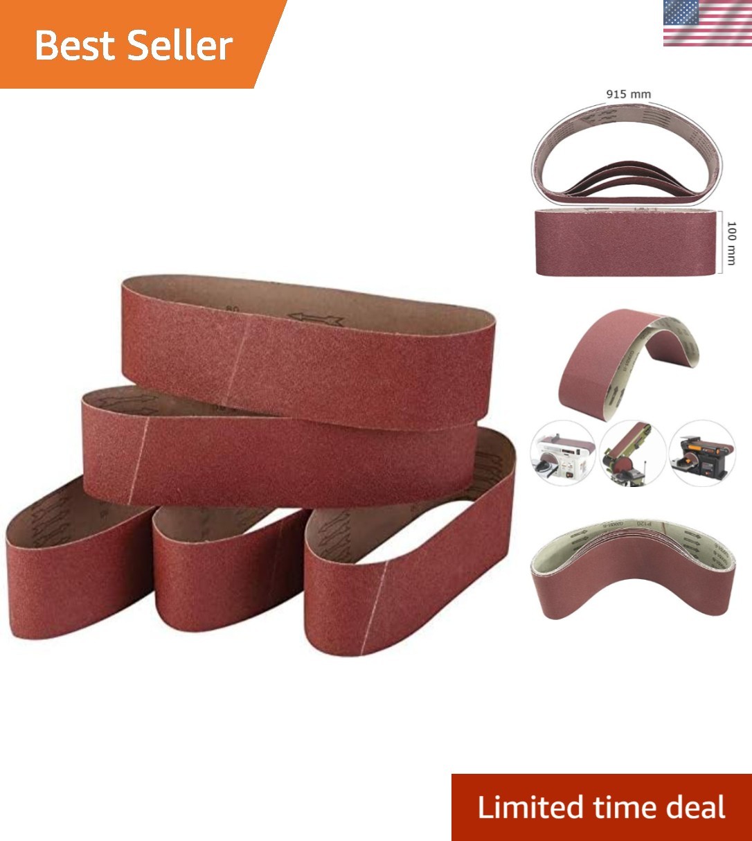 Durable 4 x 36 Inch Aluminum Oxide Sanding Belts – 5 Fine Grits for All Sanders