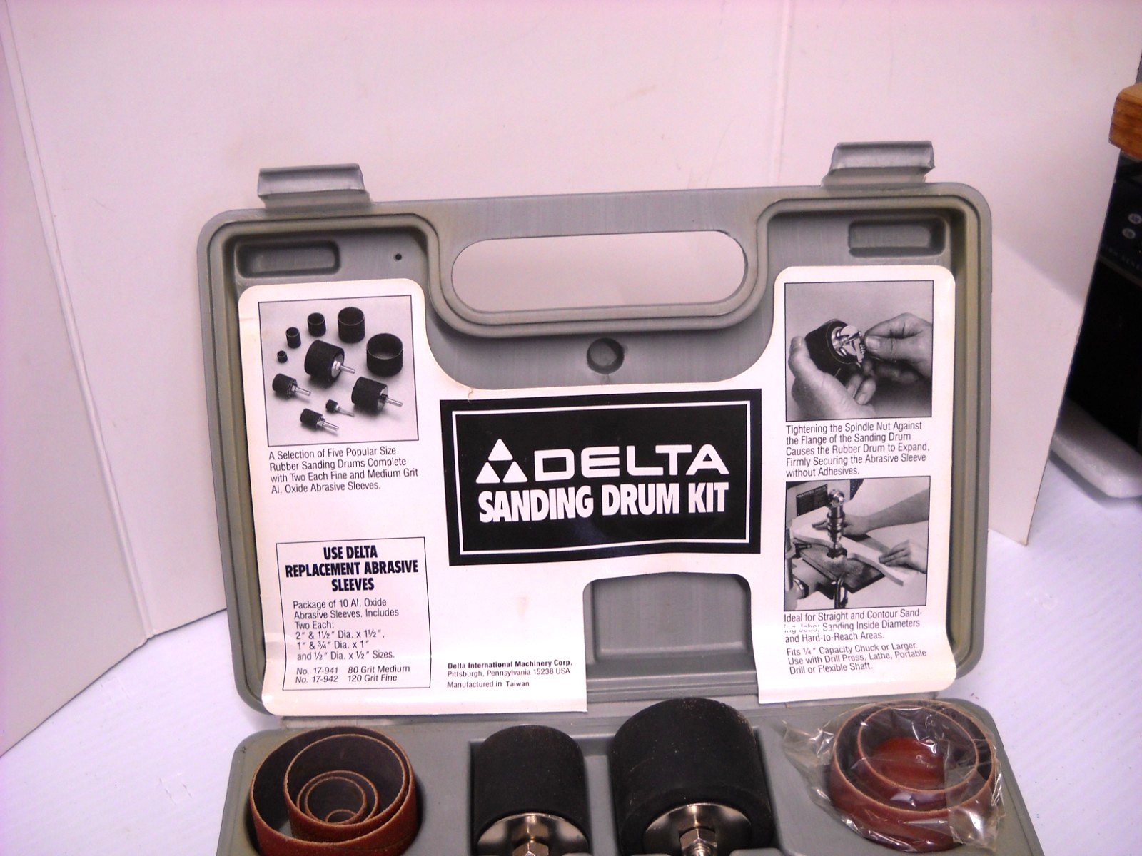 Delta Sanding Drum Kit Fine & Medium AI Oxide Abrasive Sanding Sleeves in Case