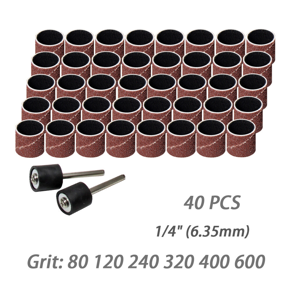 42PCS 1/4″ Drum Sander Set, Mini Rotary Tool Dremel Grit 80 120 240 320 400 600