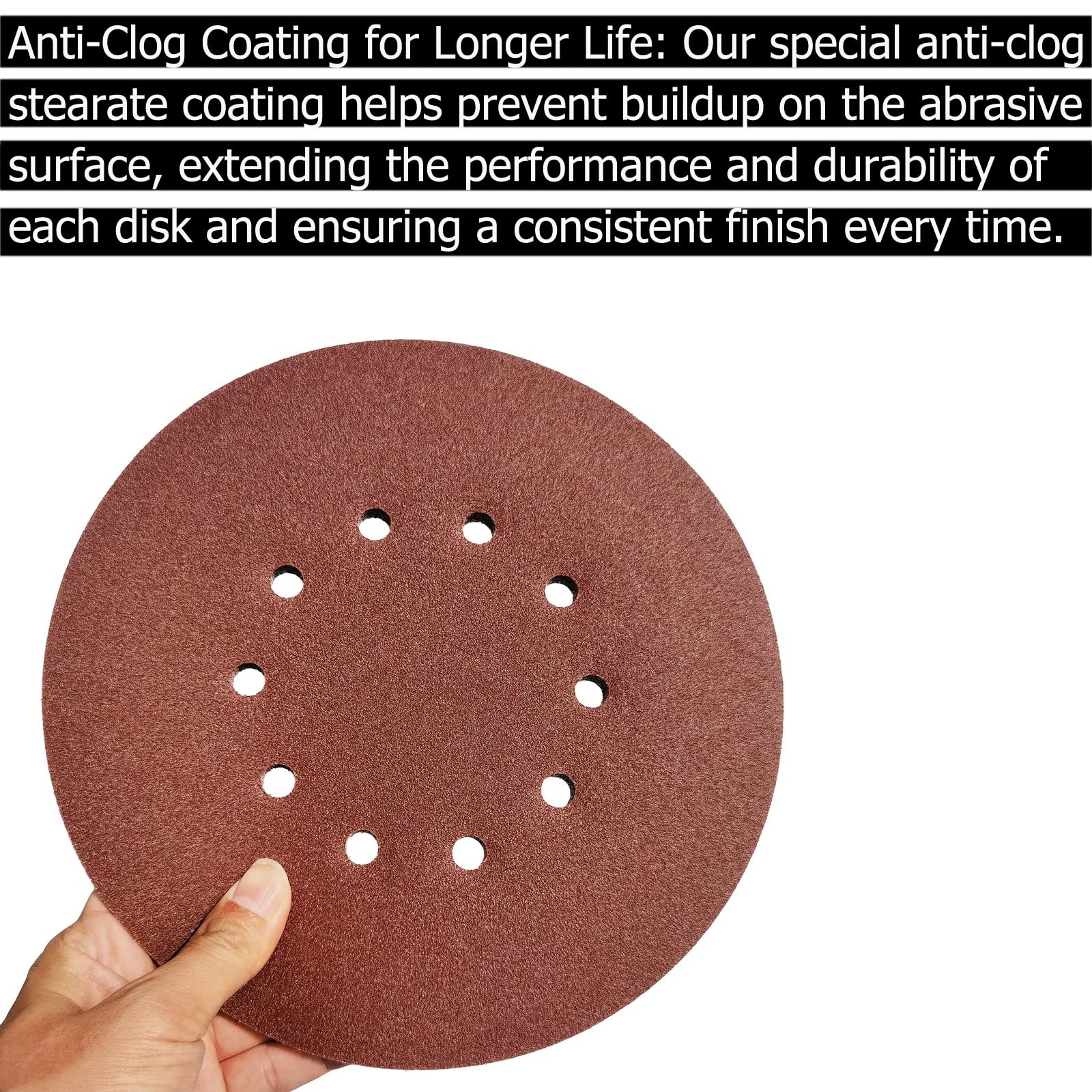 9-Inch 10 Hole 120 Grit Drywall Sandpaper 50 Pack for Sander and Finishing