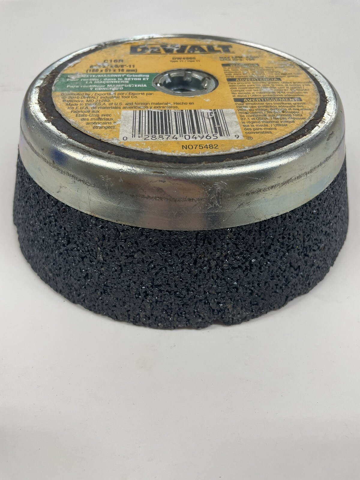 DeWalt DW4965 6” X 2” X 5/8”-11 Concrete/Masonry Grinding C16R-BF
