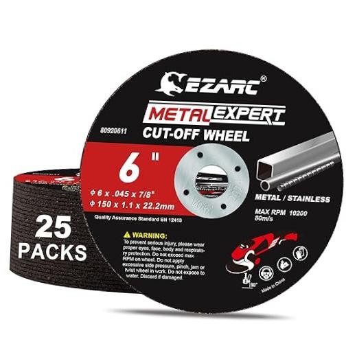 Cut Off Wheels 25 Pack, 6” x .045” x 7/8” Thin Grinder Cutting Wheel,