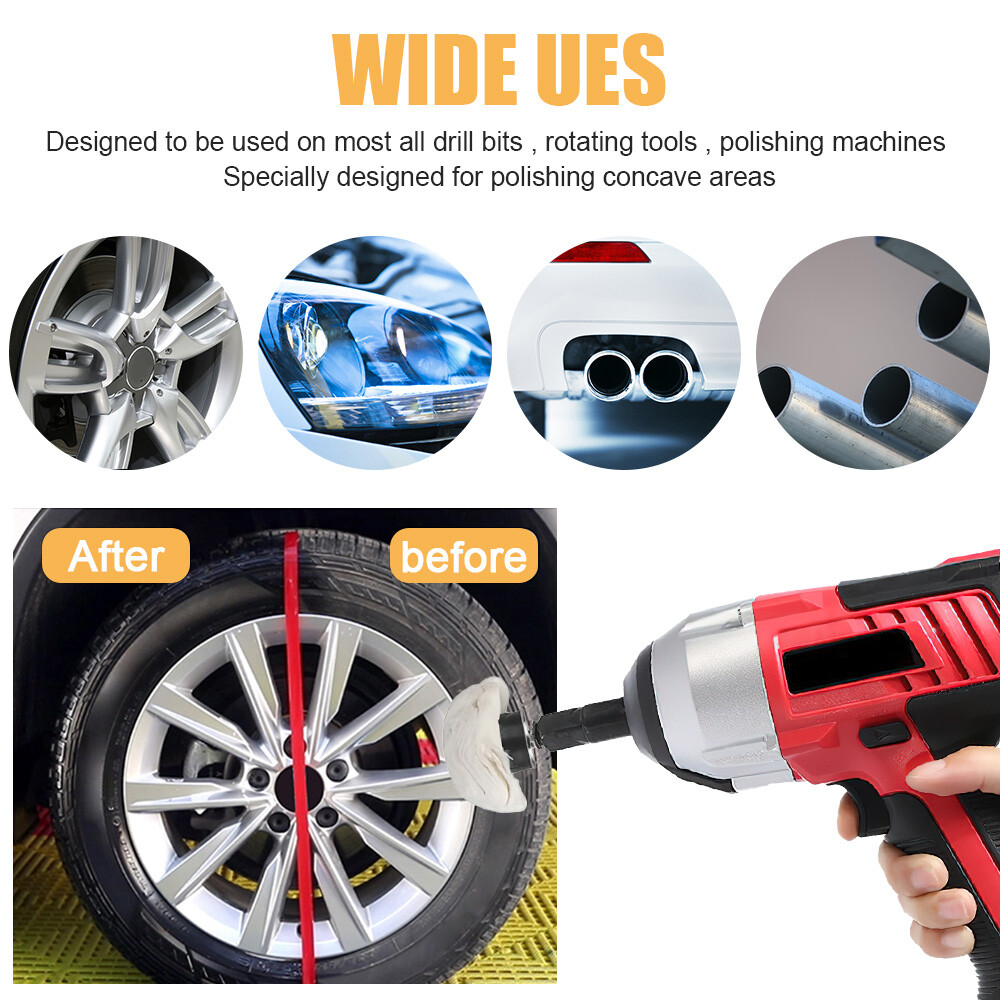 14PC Cotton Buffing Wheel Kit for Drill Rotary Tool Aluminum Metal Polishing Pad
