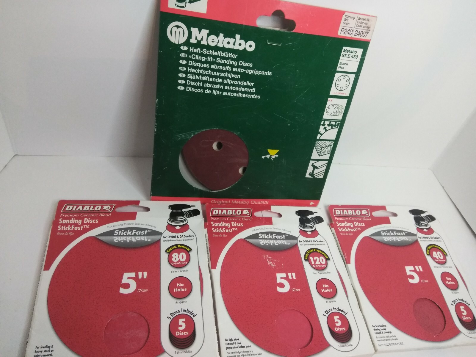 Diablo 5 in. Dia. Sanding Disc stick-fast 40-80-120 Grit 5-ea (3pk) w sx e 450