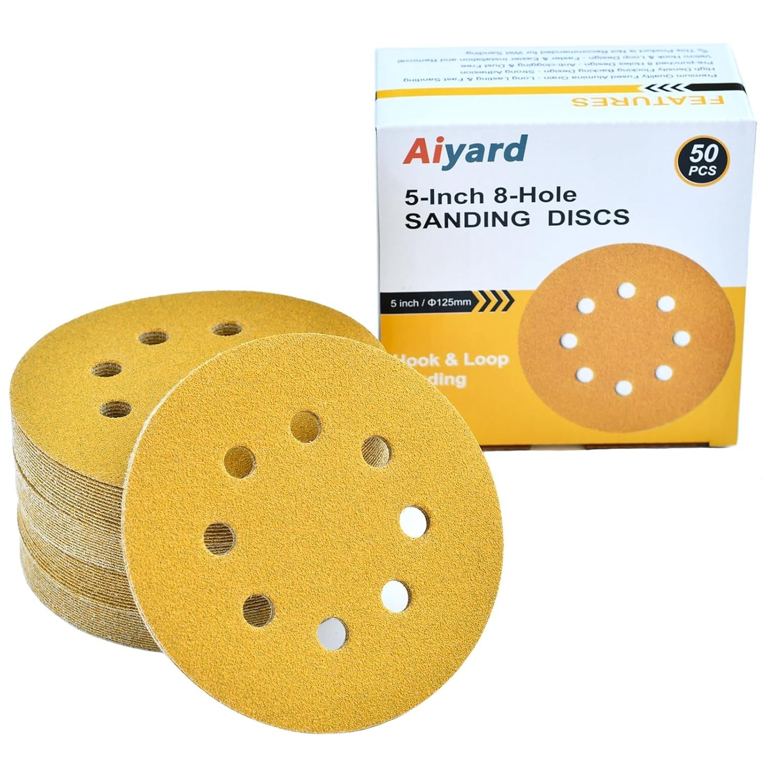 5-Inch Hook and Loop Sanding Discs – 50 Pack, 100 Grit for Professionals