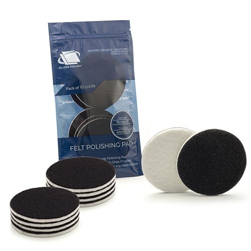 3 inch (75mm) Pack of 10 Felt Polishing Pads for Polishing Glass, Plastic,