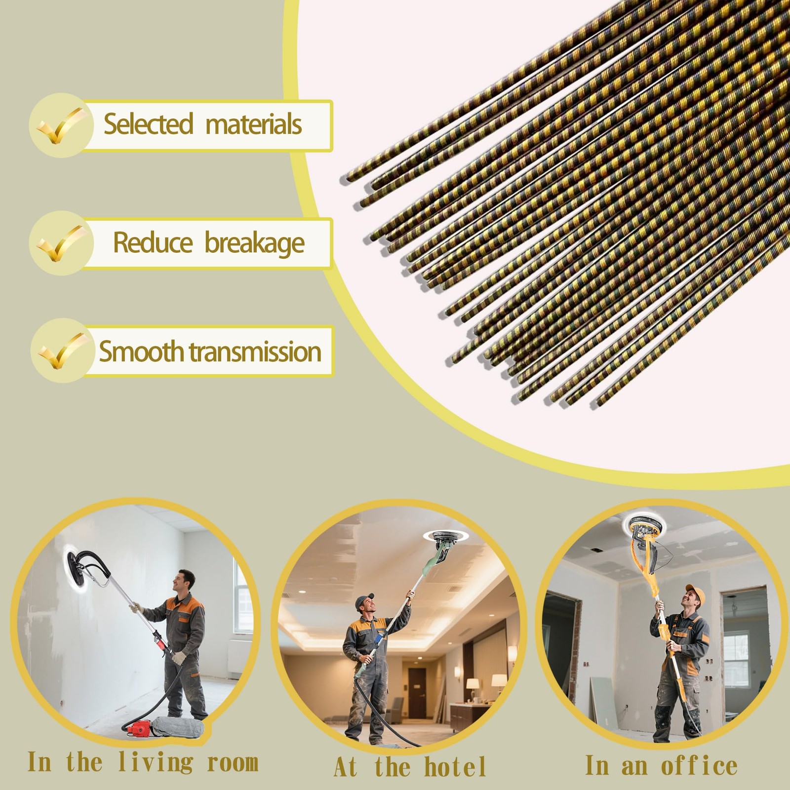 Electric Drywall Sander Drive Shaft Sanding Machine Dustless Dust Free