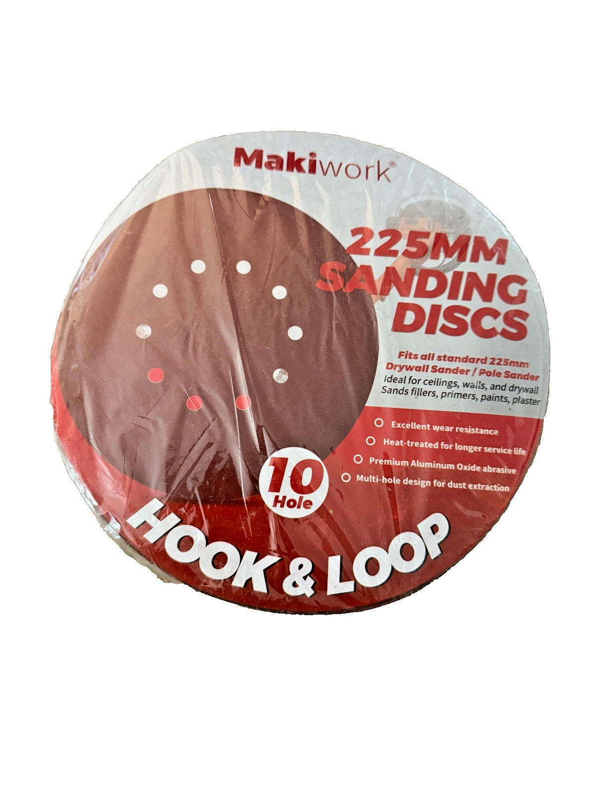 28 piece 225mm 9 inch Sanding Discs 10 Hole Sandpaper 240 Grit