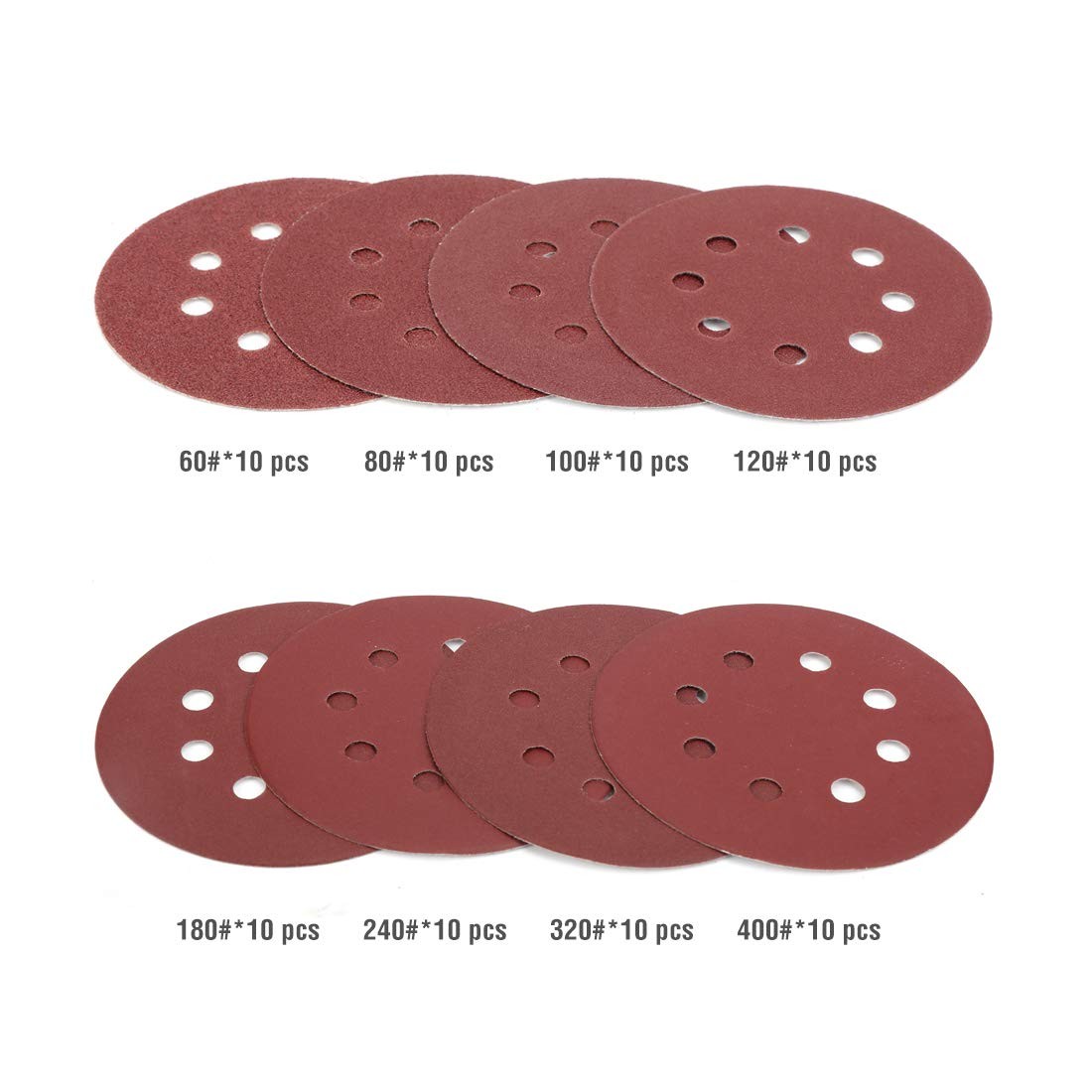 80-Piece Sanding Disc Set，5-Inch 8-Hole Hook and Loop Sanding Discs, 60, 80, …