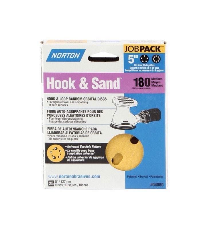 Norton 5 in. Aluminum Oxide Hook and Loop Sanding Disc 220 Grit Extra Fine 10 Pc
