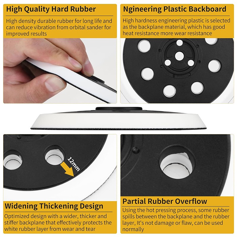 2X 5″ 8-Hole Hook&Loop Sander Pad For Bosch RS032 RS031 3107DVS 3725DVS 3725DEVS