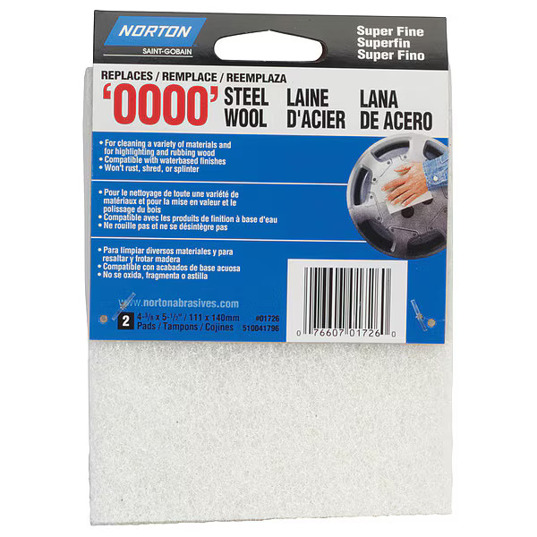 Abrasives Steel Wool Pad,4 3/8 in W,5 1/2 in L,PK2 07660701726 Abrasives