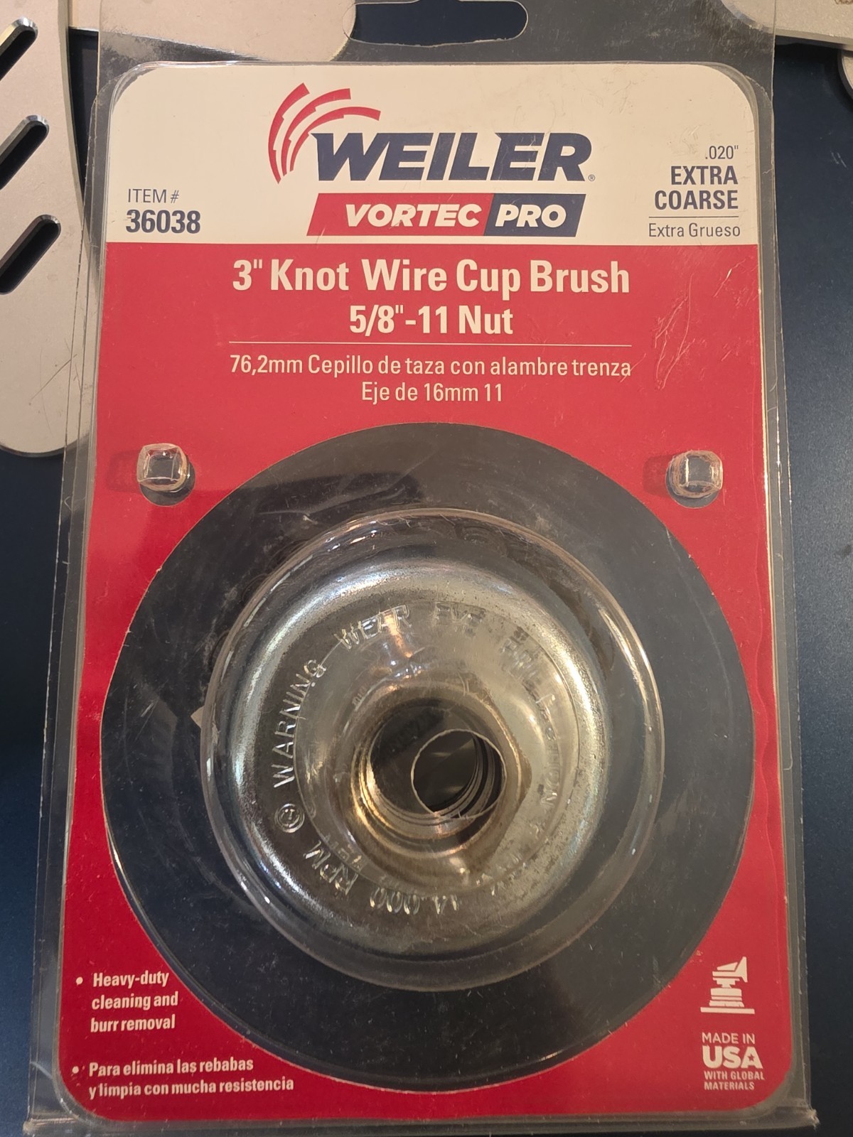 Weiler Vortec 3 In. Knotted 0.20 In. Angle Grinder Wire Wheel Brush 36038