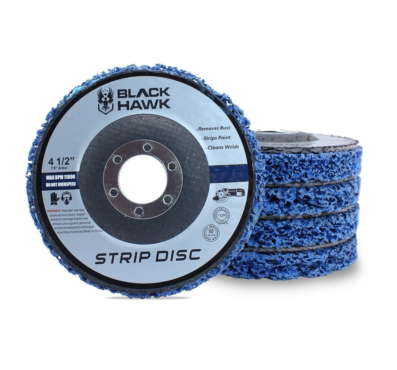 10 Pack 4.5″x7/8″ Black Hawk Easy Strip 4-1/2″ Discs Remove Paint Rust & Clean
