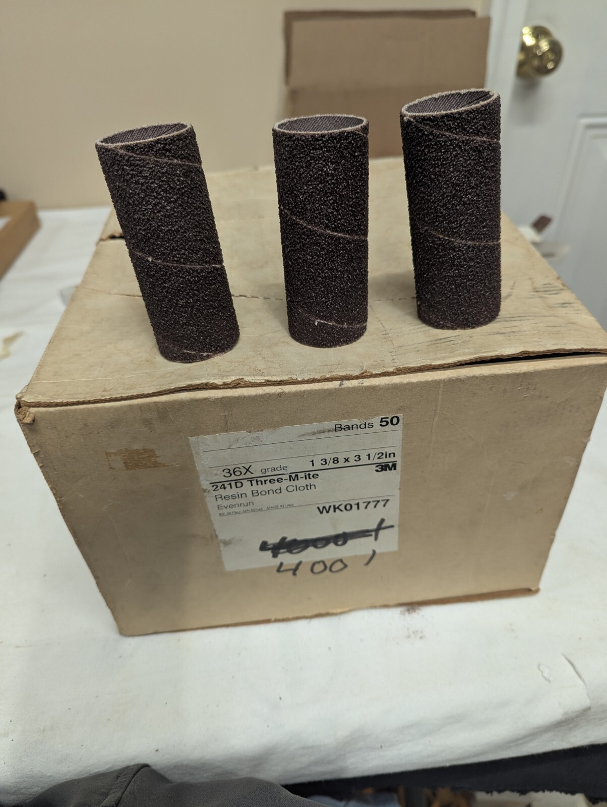 50 New 3M 241D THREE-M-ITE – 1 3/8″ x 3 1/2″ 36X Grit RB Cloth Bands