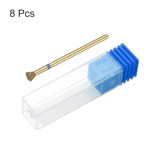 8pcs 120-140 Grits Diamond Grinding Bit 4mm Inverted Cone Head 4x3mm Blue