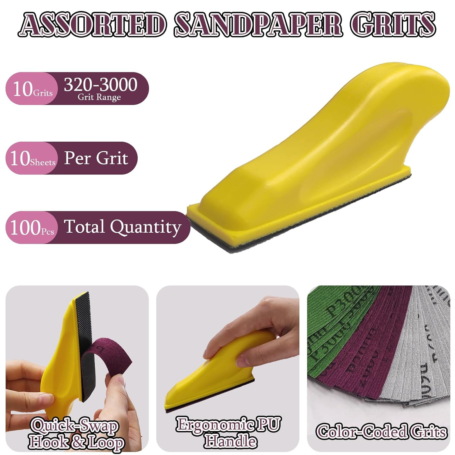 100Pcs Micro Detail Sander Paper Kit Wet Dry Sandpaper 320 400 600 800 1000 120