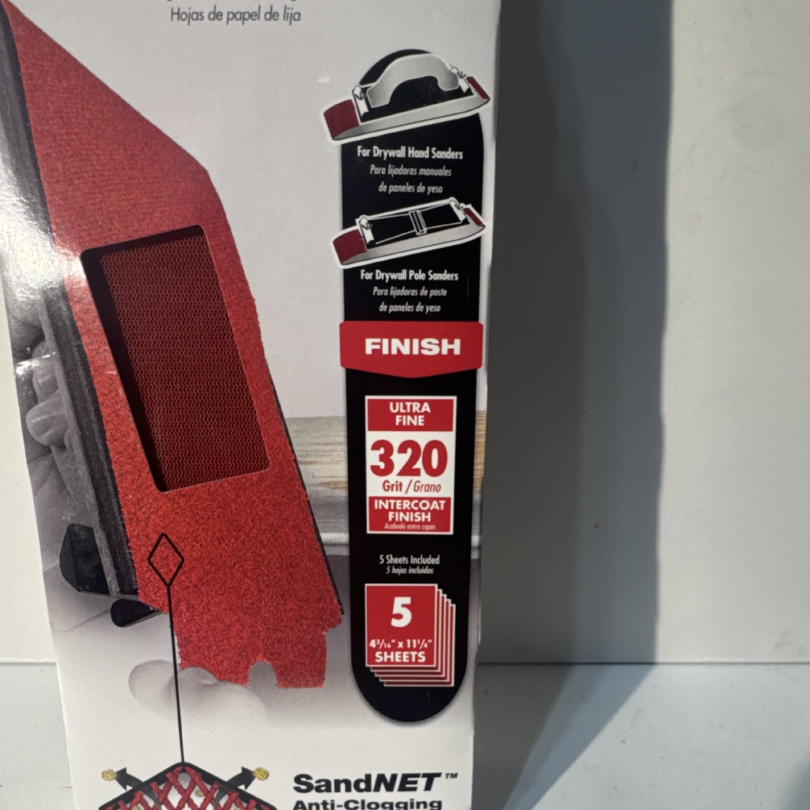 5x Diablo SandNET 320 Grit Ultra Fine Sanding Sheets 4-3/16×11-1/4in Red Drywall
