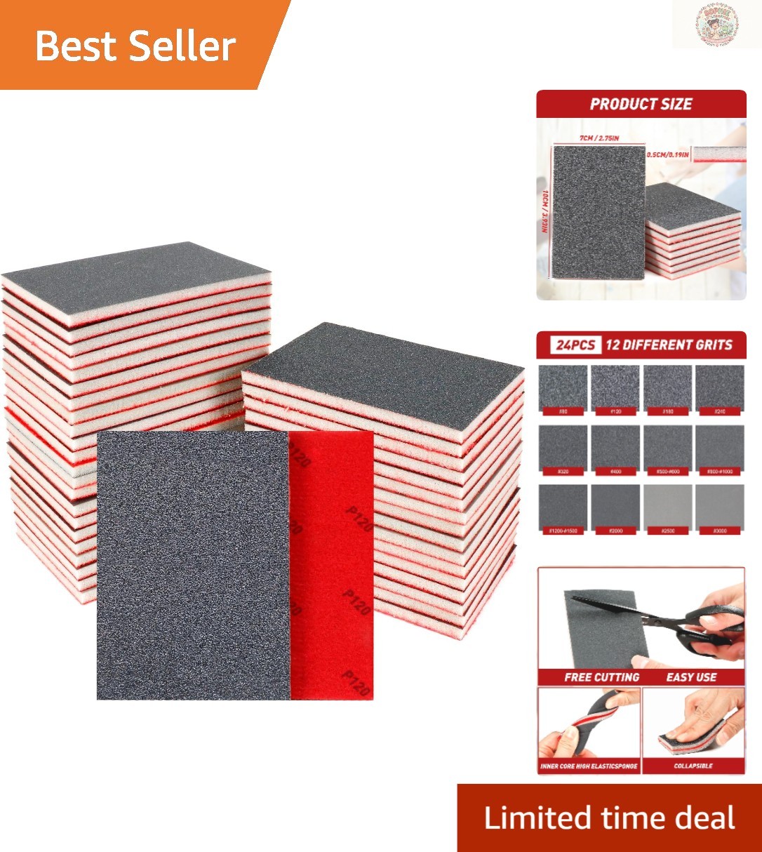 Professional 24 Pcs Sandpaper Assortment – Flexible & Tear-Resistant Sponges