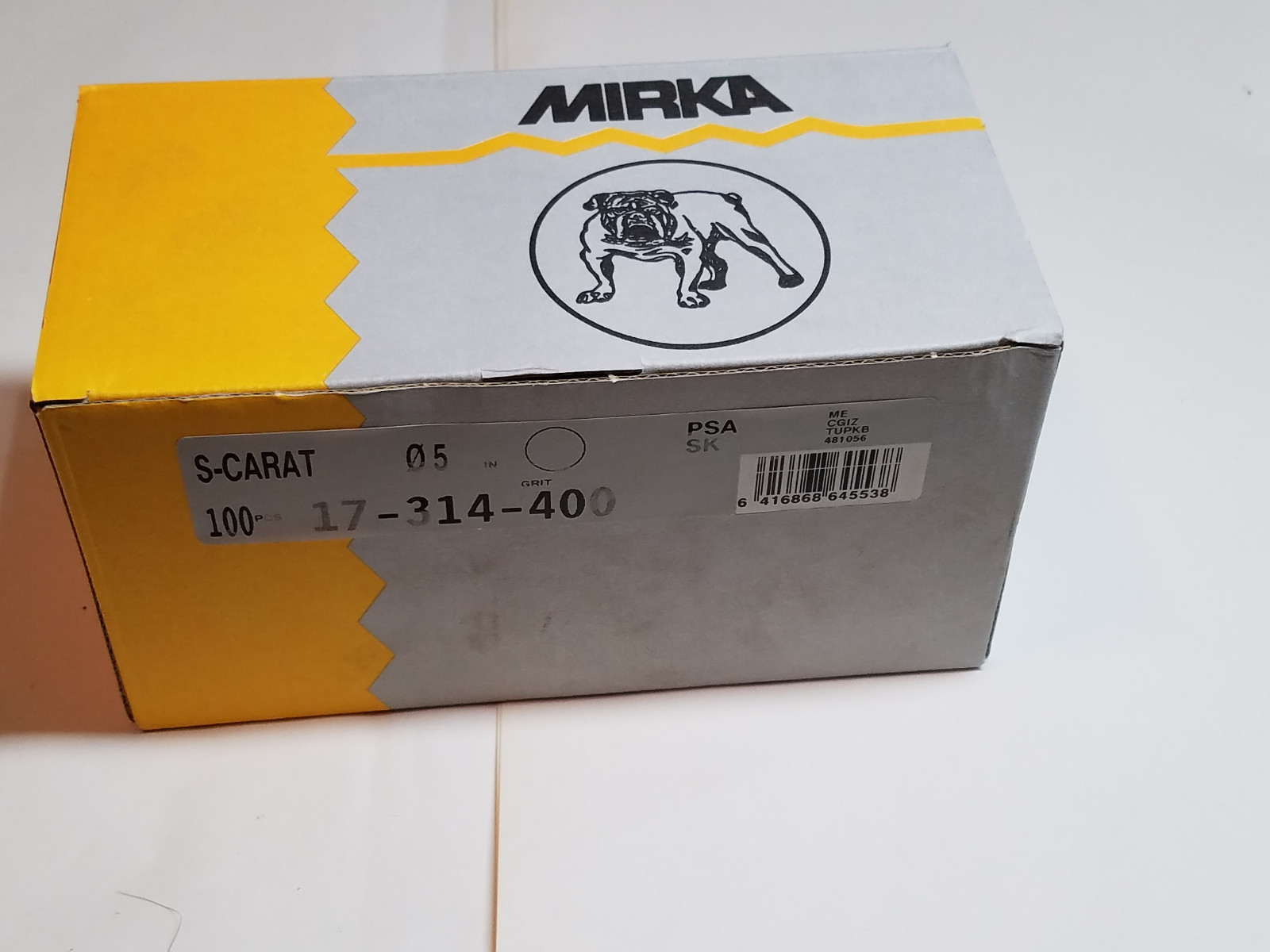 Mirka Sandpaper Discs 400 Grit 5″ Adhesive Back “S-Carat” 100 Sanding Discs