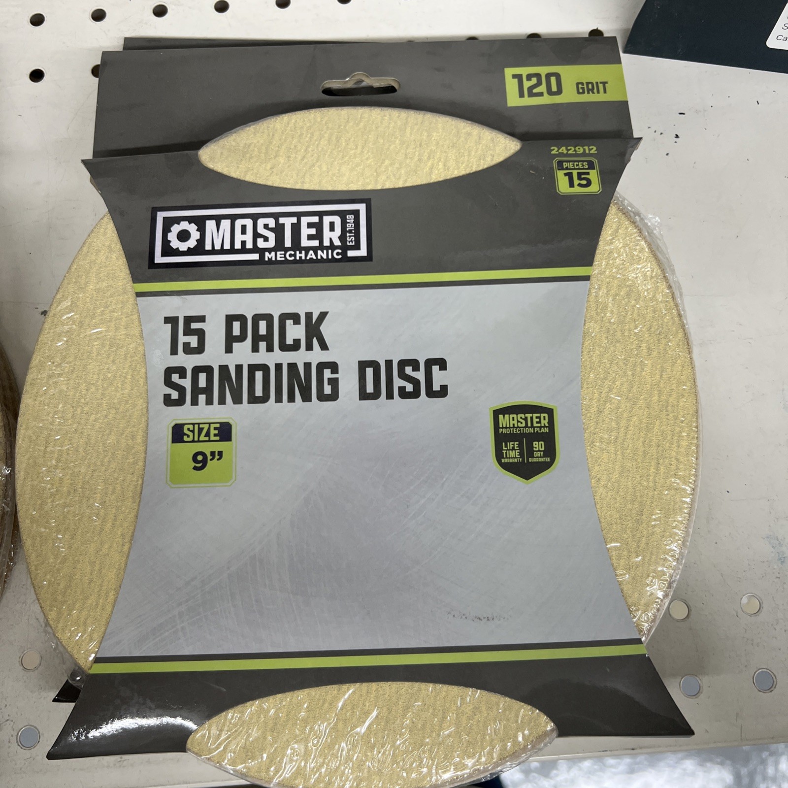 9 Inch 120 Grit-15 Discs Sanding Disc Hook & Loop Master Mechanic 242912 Raidal