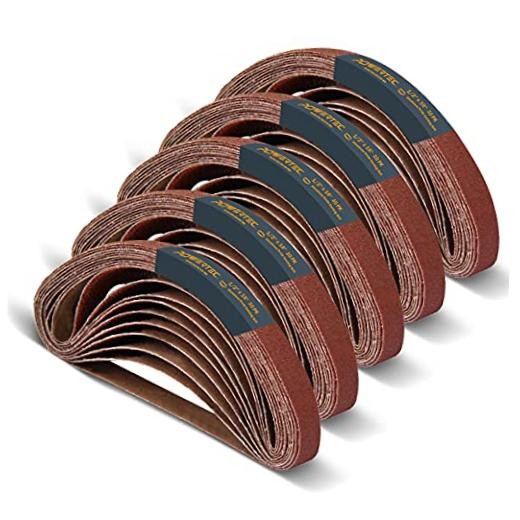 1/2 x 18 Inch Sanding Belts, 50PK, 10 each of 40-240 Grit, 50PK