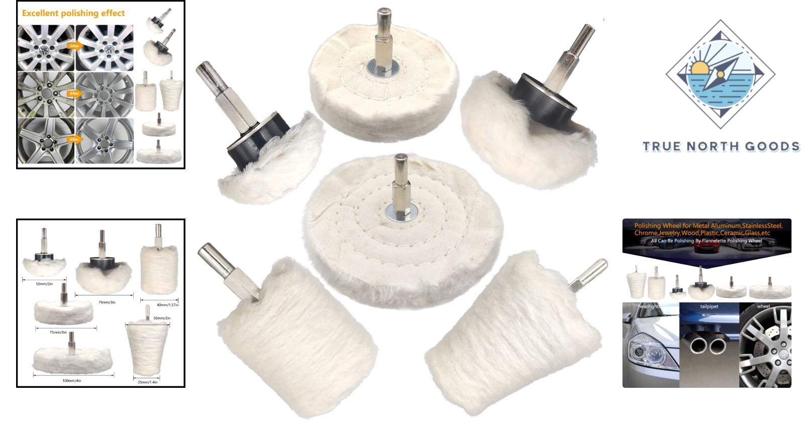 Professional Polishing Wheel Kit – 6 Cotton Buffing Tools for Electric Drills