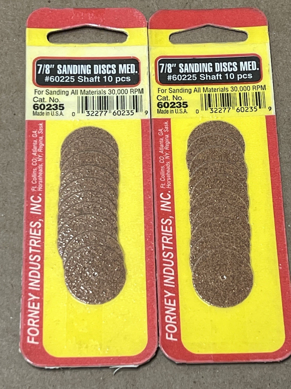 Forney 60235 Medium Grit Sanding Discs 7/8″ Diameter 2-Pack ( 20 Discs ) Nos