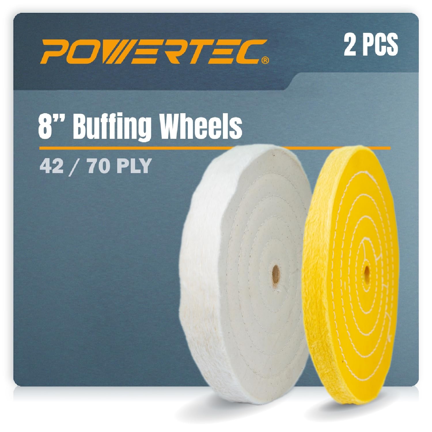2 Pack Polishing Wheels, 8 Inch Buffing Wheels, White Cotton (70 ply) and Yel…