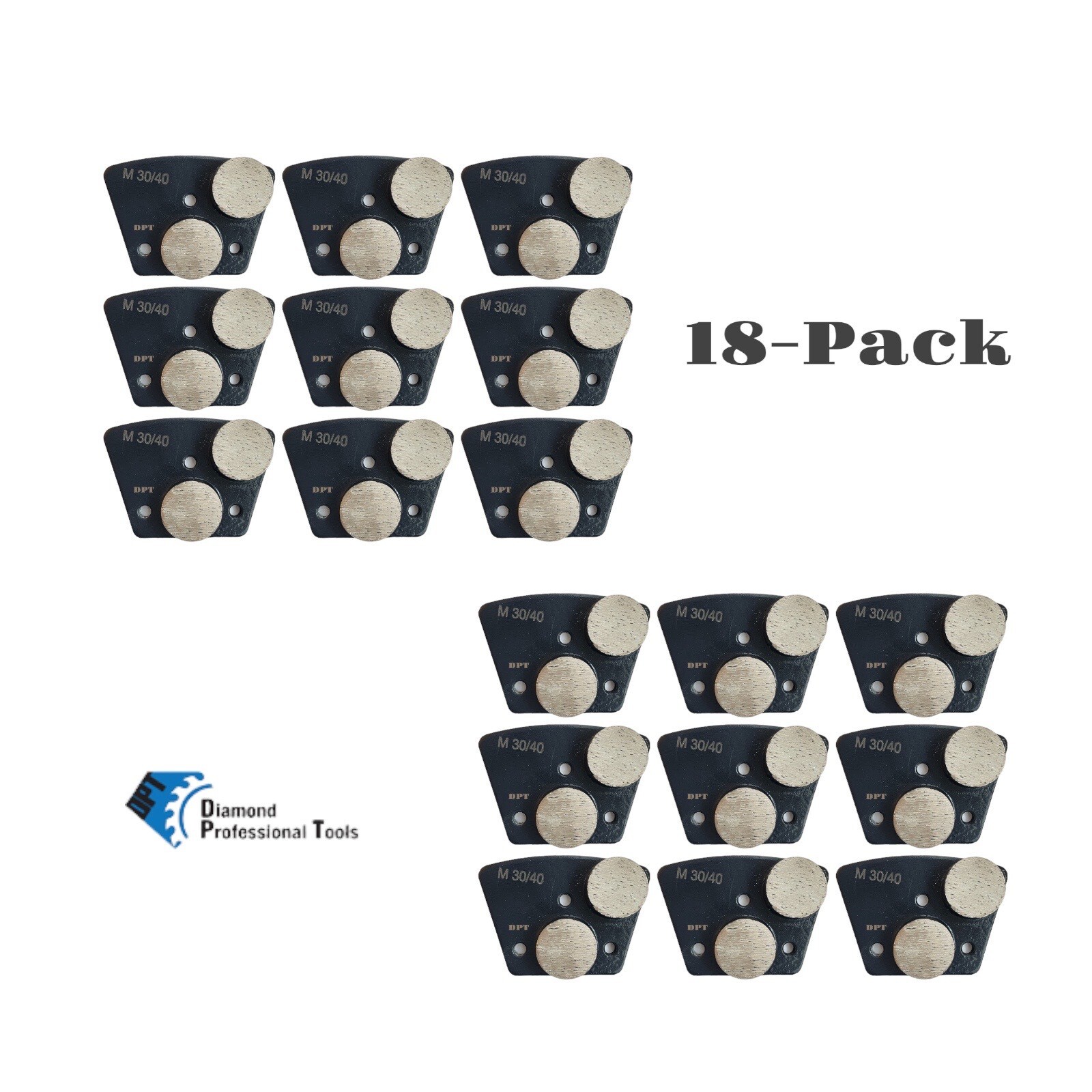 18 Pack Diamond Grinder Tooling for Concrete Floor Grinders Medium Bond 30 Grit