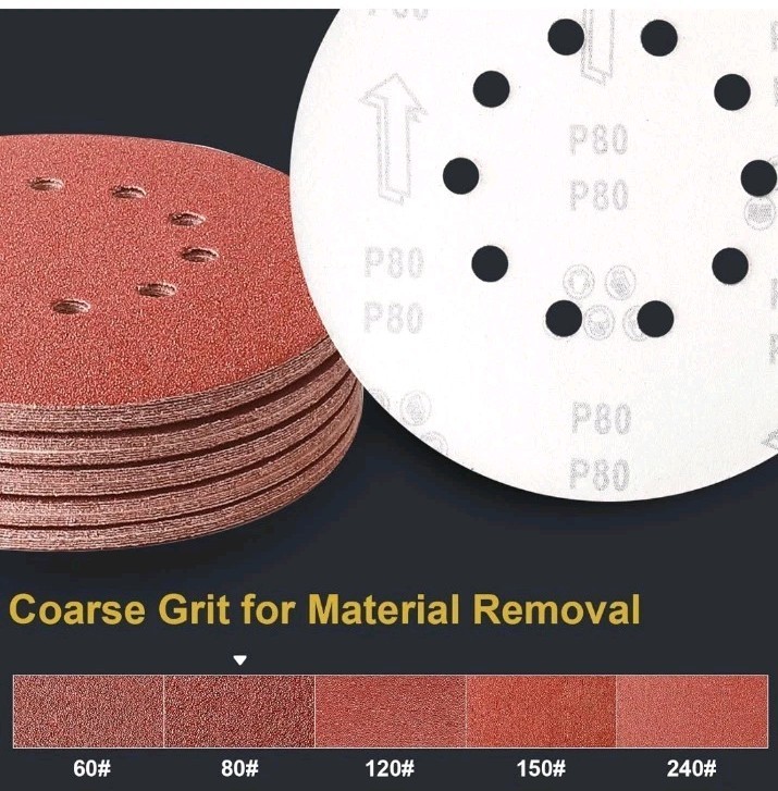 50 Pack 9-Inch 10-Hole Hook-&-Loop Sanding Disc, P80 Grit Aluminum Oxide Drywall