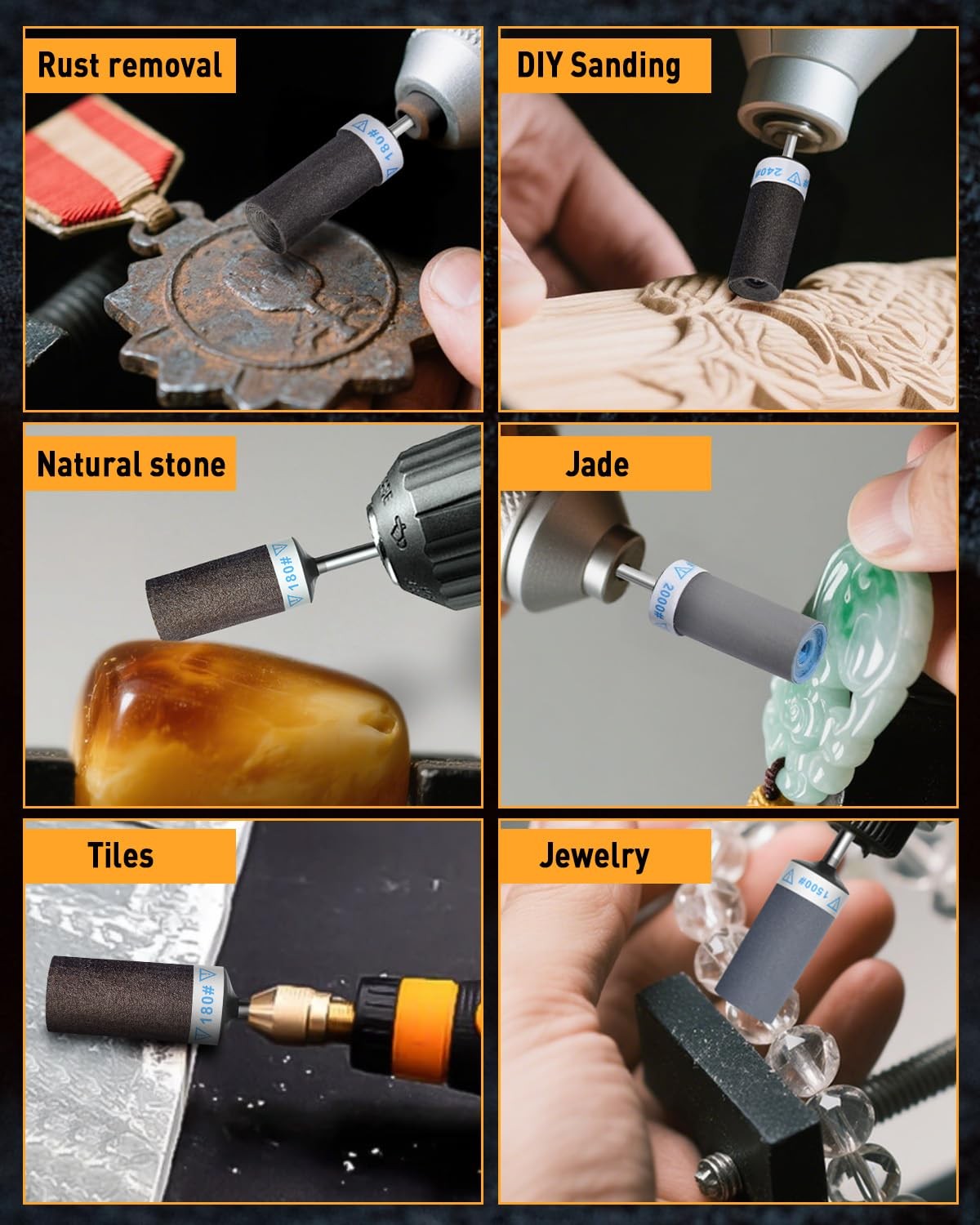 28Pcs Sanding Drums Sandpaper Sticks Set 1/8″ Shank