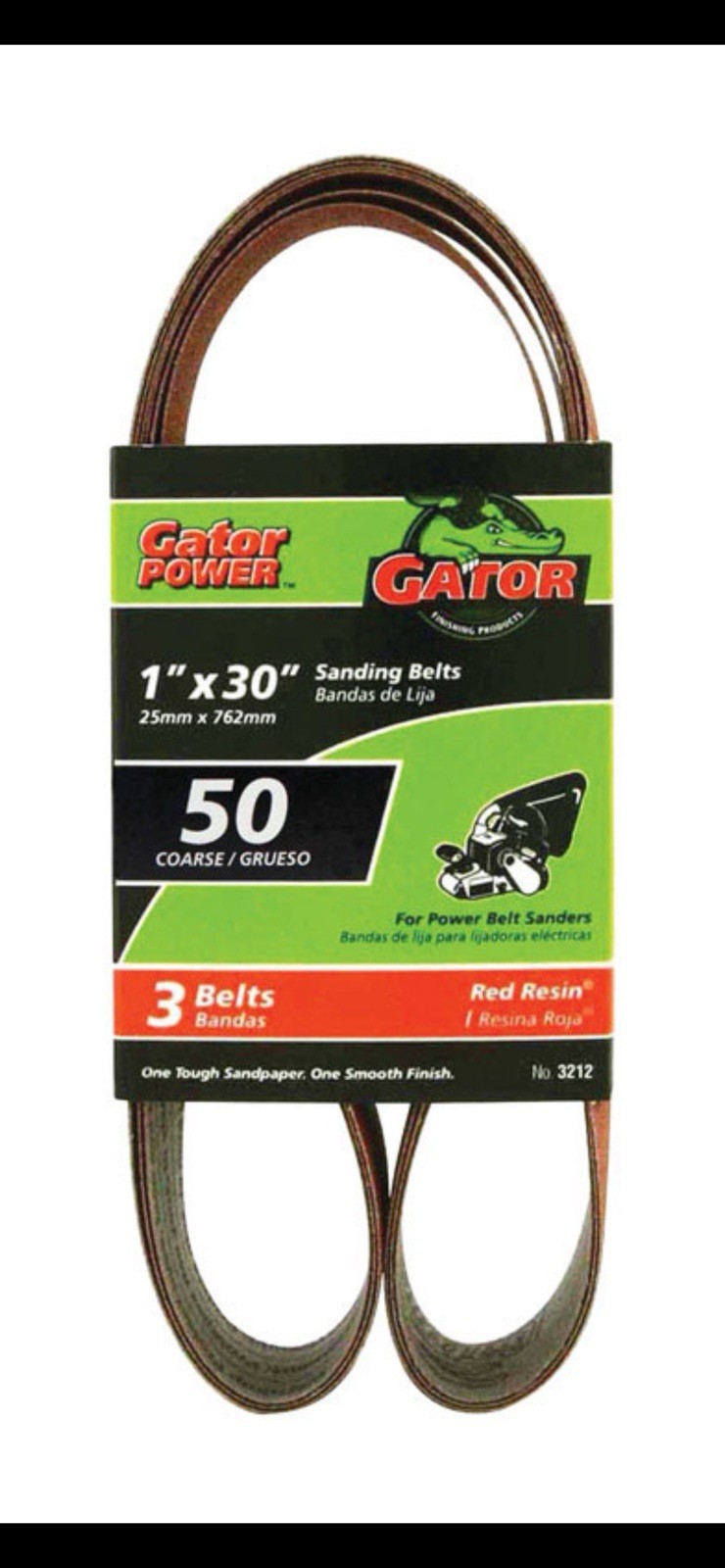 Gator 3212 1 in. X 30 in. Sanding Belts 50 Grit Coarse 2 Pks of 3 Pcs.