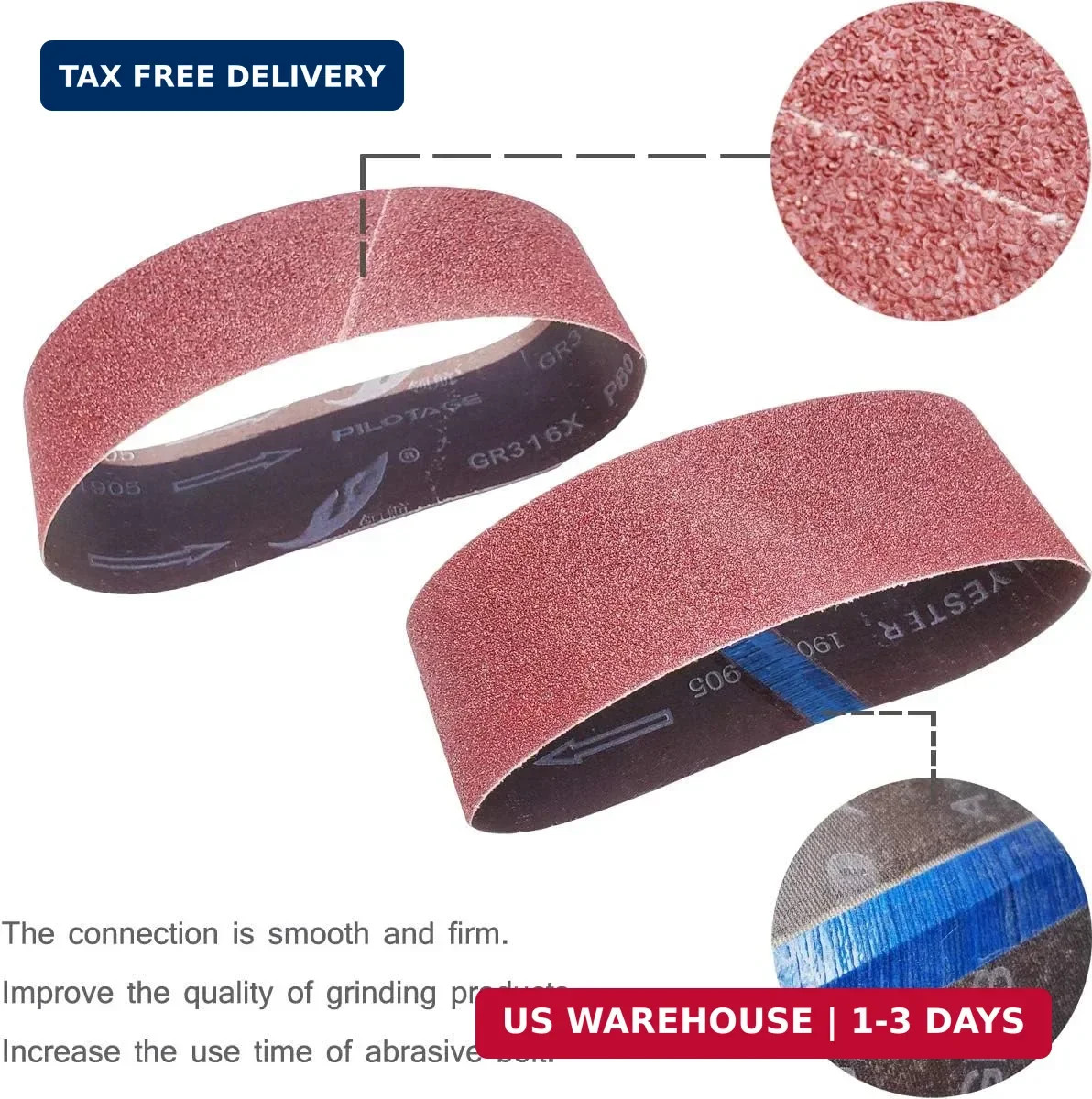 20 PCS 3 inch x 21 inch Abrasive Sanding Belts – 5 Each of 40 80 120 240 Grit Al