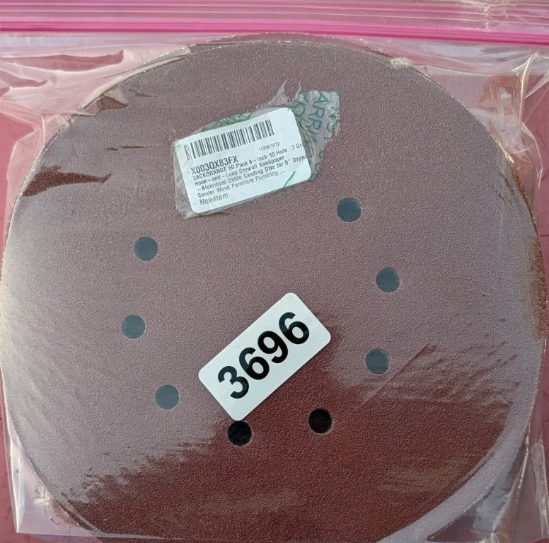 50 Pack 9-Inch 10-Hole Hook-&-Loop Sanding Disc, P80 Grit Aluminum Oxide Drywall