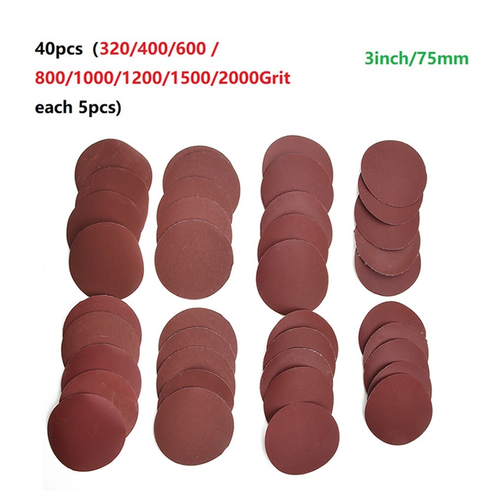 40pcs/Set 75mm-80mm Sandpapers 320/400/600 / 800/1000/1200/1500/2000Grit